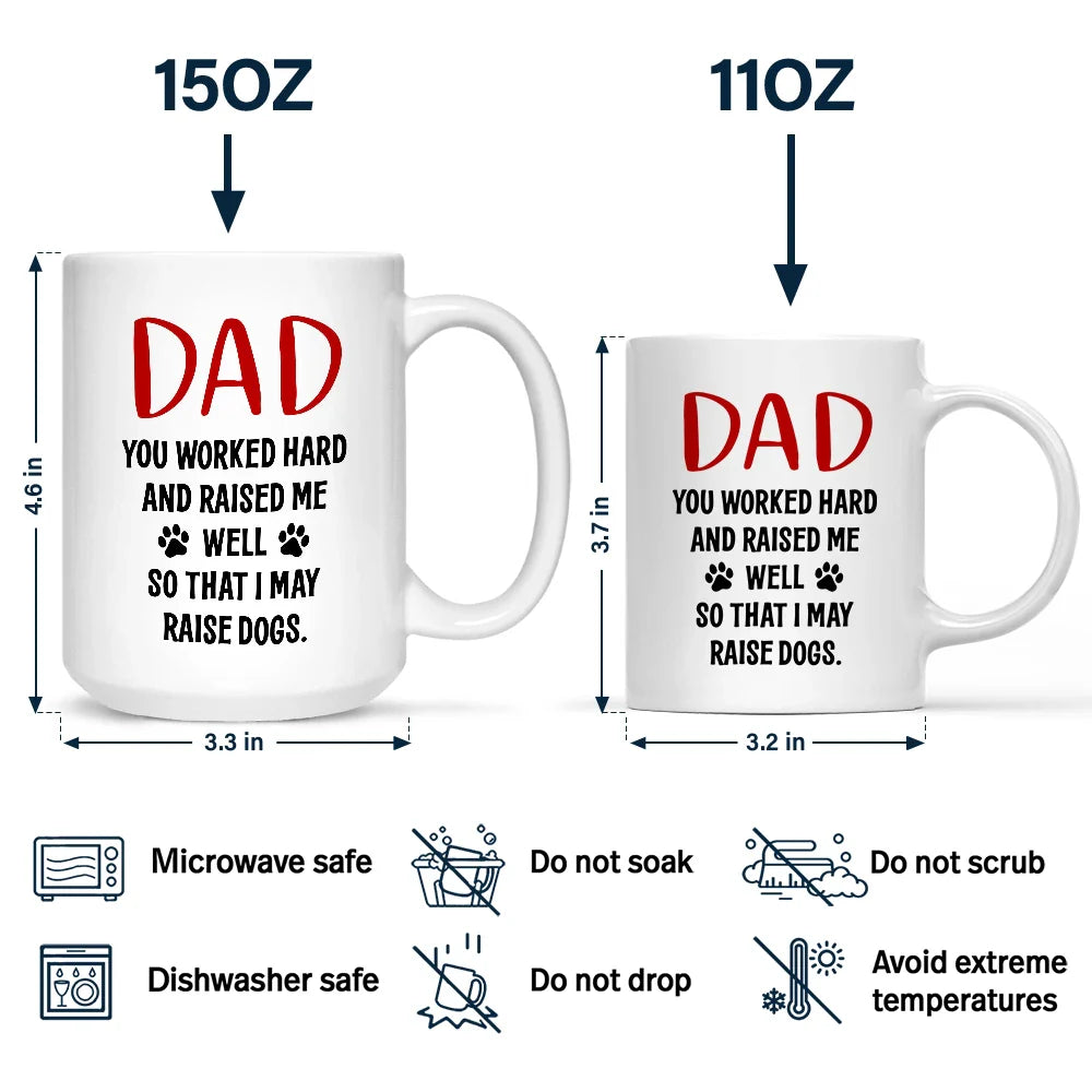 Pet Lovers, Pet Dad, Funny - Dad You Work Hard And Raise Me Well - Personalized Mug