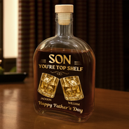 Family,Gift For Mother,Gift For Father,Gift For Grandma,Gift For Grandpa,Grandma - Grandkids,Grandpa - Grandkids,Icon,Humorous - Dad You're Top Shelf - Personalized Whiskey Bottle