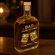 Family,Gift For Mother,Gift For Father,Gift For Grandma,Gift For Grandpa,Grandma - Grandkids,Grandpa - Grandkids,Icon,Humorous - Dad You're Top Shelf - Personalized Whiskey Bottle