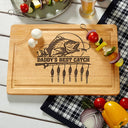 Gift For Husband,Gift For Yourself,Gift For Men,Gift For Grandpa,Grandpa's Hobby,Gift For Father,Dad's Hobby,Fishing - Dad's Best Catch - Personalized Wooden Cutting Board
