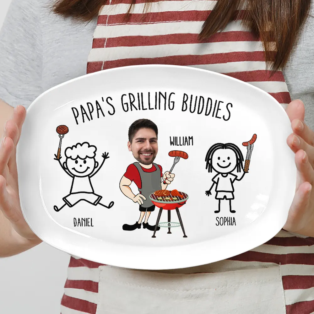 Gift For Father,Grilling,Dad - Children,Funny,Icon,Humorous - Dad's Grilling Buddies Funny Icon - Personalized Plate
