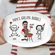Gift For Father,Grilling,Dad - Children,Funny,Icon,Humorous - Dad's Grilling Buddies Funny Icon - Personalized Plate