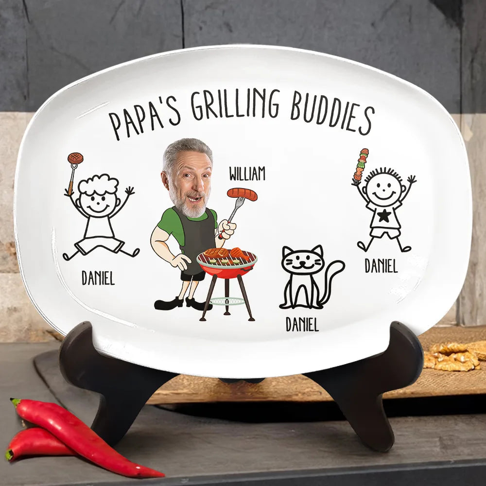 Gift For Father,Grilling,Dad - Children,Funny,Icon,Humorous - Dad's Grilling Buddies Funny Icon - Personalized Plate