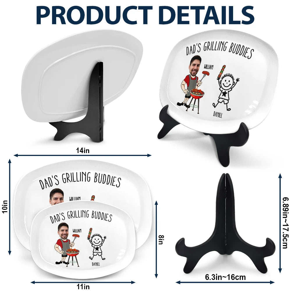 Gift For Father,Grilling,Dad - Children,Funny,Icon,Humorous - Dad's Grilling Buddies Funny Icon - Personalized Plate