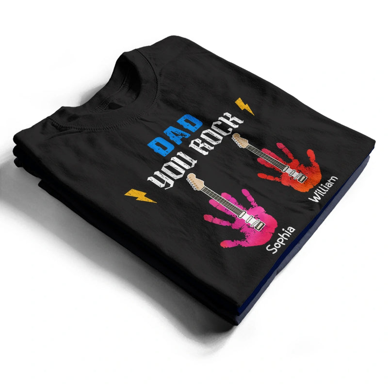 Happy,Gift For Husband,Gift For Grandpa,Gift For Father,Grandpa's Hobby,Dad's Hobby,Guitar - Daddy Grandpa You Rock - Personalized T Shirt