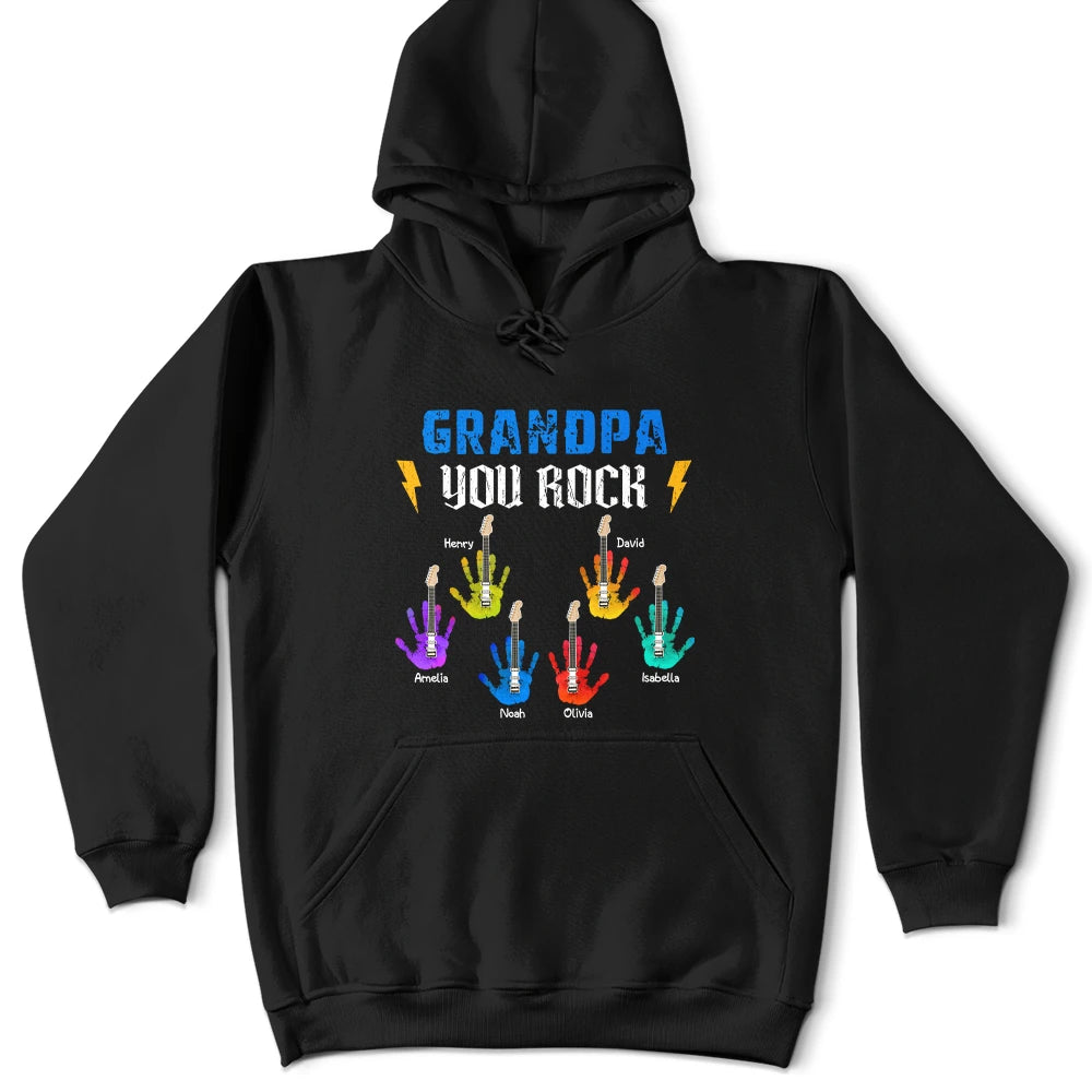 Happy,Gift For Husband,Gift For Grandpa,Gift For Father,Grandpa's Hobby,Dad's Hobby,Guitar - Daddy Grandpa You Rock - Personalized T Shirt