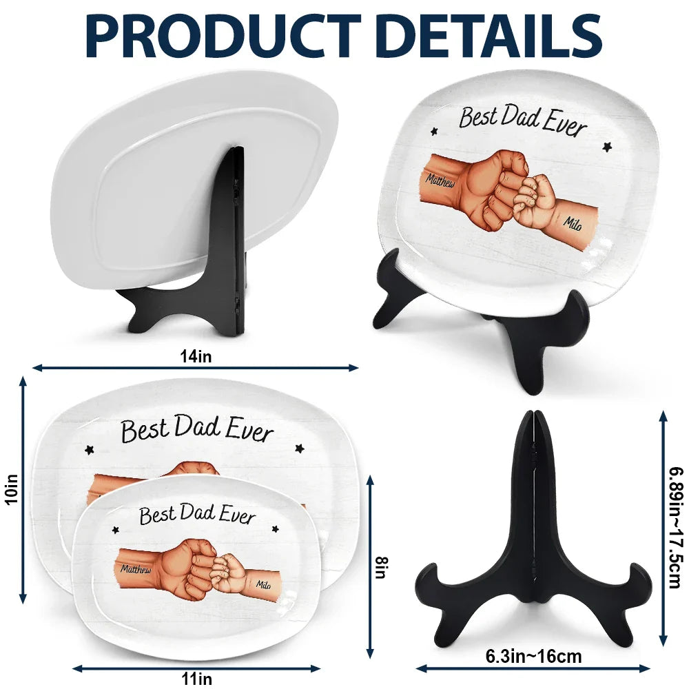 Gift For Father,Dad - Children,Happy - Daddy's Team Hand Punch - Personalized Plate