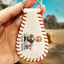 Gift For Father,Baseball,Dad - Children,Happy - Daddy's Dream Team - Personalized Leather Baseball Keychain