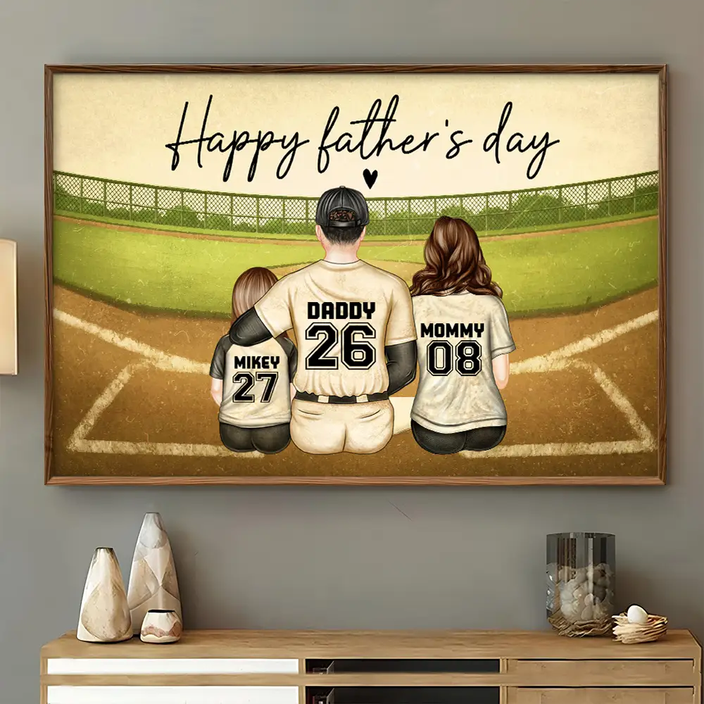 Gift For Father,Gift For Husband,Baseball,Softball - Daddy's Dream Team Baseball Father - Personalized Poster