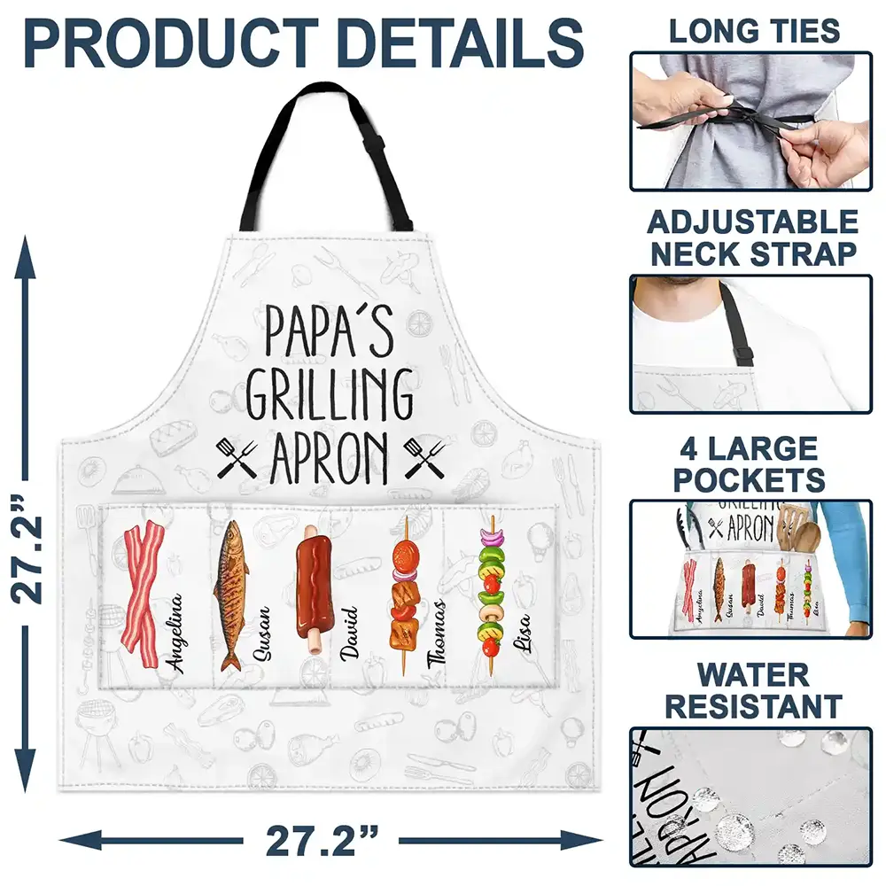 Gift For Father, Grilling, Proud, Icon - Daddy's Grilling Apron - Personalized Apron