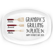 Gift For Father,Gift For Grandpa,Non-Eng,Icon,Humorous - Daddy's Grilling Plate - Personalized Plate
