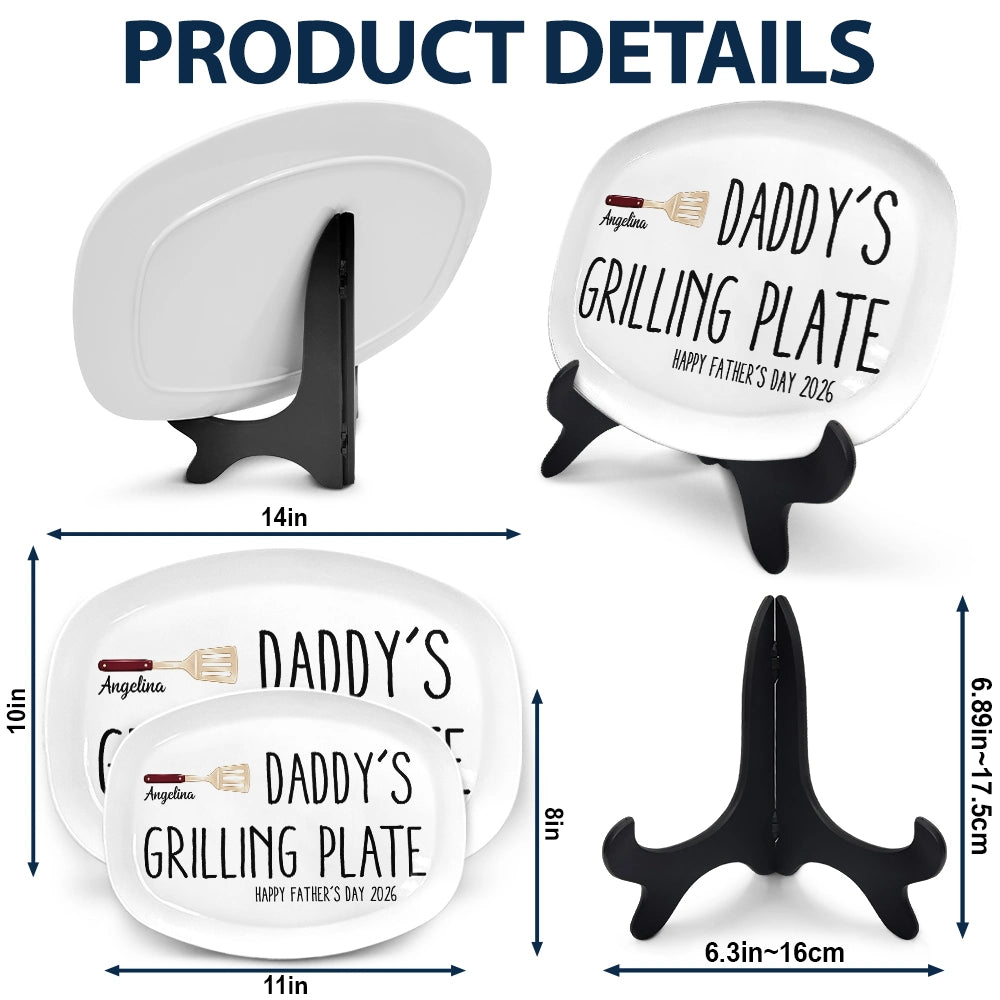 Gift For Father,Gift For Grandpa,Non-Eng,Icon,Humorous - Daddy's Grilling Plate - Personalized Plate