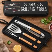 Gift For Father,Grilling,Proud,Icon - Daddy's Grilling Tools - Personalized BBQ Tool Set With Storage Bag