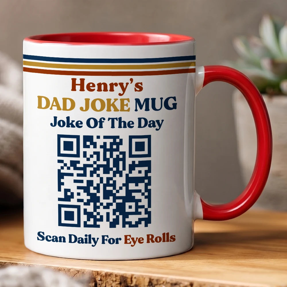 Gift For Father, Humorous, QR Code - Daily Dad Jokes - Daily Dad Jokes Interactive QR Code - Personalized Mug