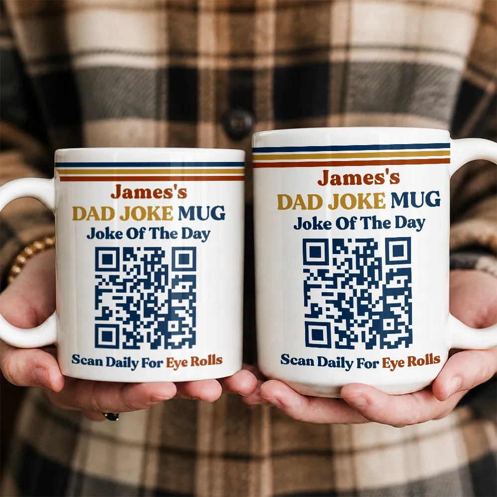 Gift For Father, Humorous, QR Code - Daily Dad Jokes - Daily Dad Jokes Interactive QR Code - Personalized Mug