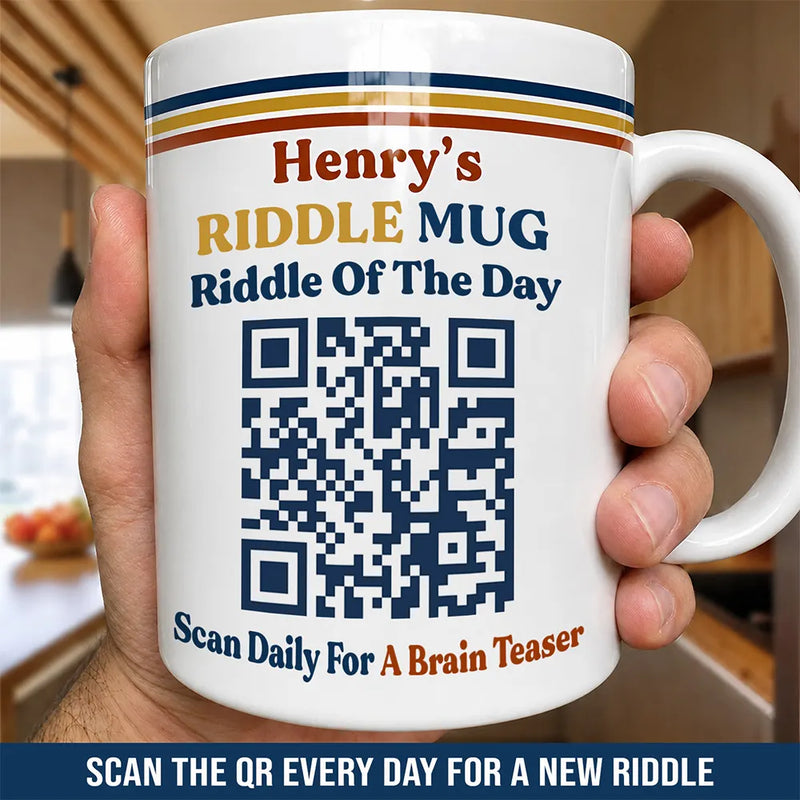 Gift For Yourself, Humorous, QR Code - Daily Riddle - Daily Riddle Interactive QR Code - Personalized Mug