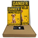 Pet Lovers,Pet Mom,Pet Dad,Dog Lovers,Dog Mom,Dog Dad,Funny - Danger Minefield Proceed With Caution - Personalized Classic Metal Signs