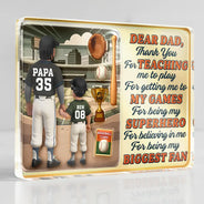 Gift For Father, Love, Baseball - Dear Baseball Dad Thank You For Teaching Me - Personalized Custom Shaped Acrylic Plaque
