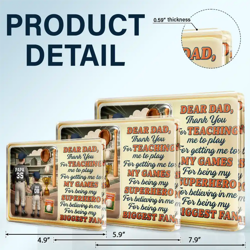 Gift For Father, Love, Baseball - Dear Baseball Dad Thank You For Teaching Me - Personalized Custom Shaped Acrylic Plaque