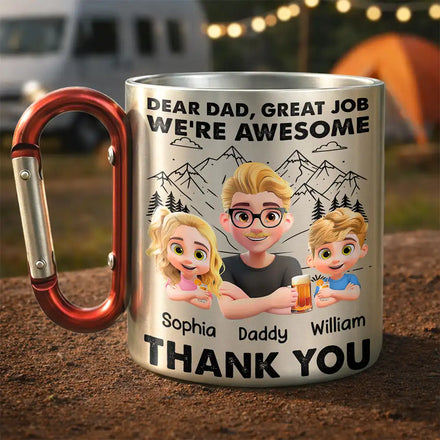 Dear Dad Great Job - Personalized Carabiner Mug