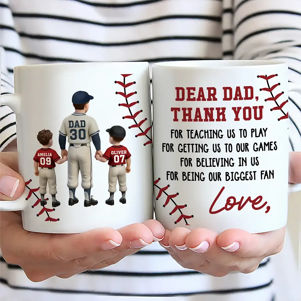 Gift For Father,Baseball,Sport Dad,Happy - Dear Dad Thank You For Teaching Me Play Baseball - Personalized Mug