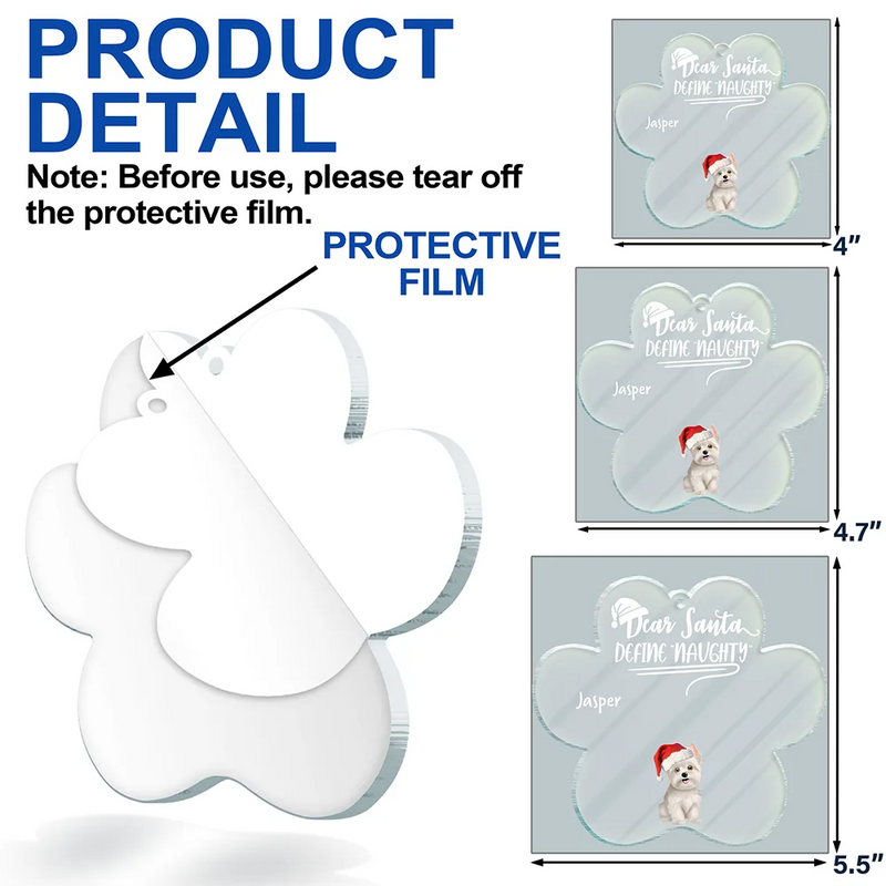 Funny,Dog Lovers,Christmas - Dear Santa Define Naughty Dog - Personalized Custom Shaped Acrylic Ornament