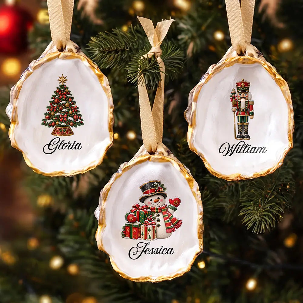 Family Christmas Gift - Personalized Vintage Tree Hanging Decoration Oyster Ornament