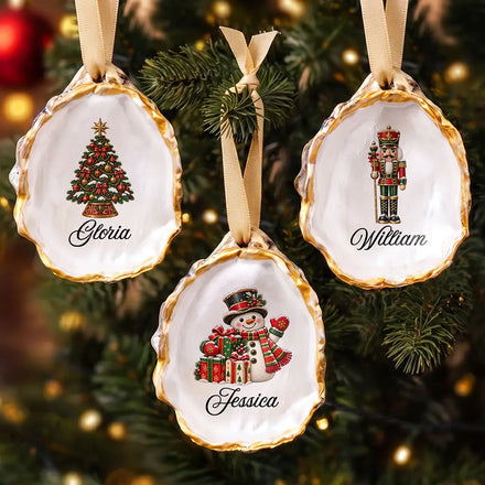 Family Christmas Gift - Personalized Vintage Tree Hanging Decoration Oyster Ornament