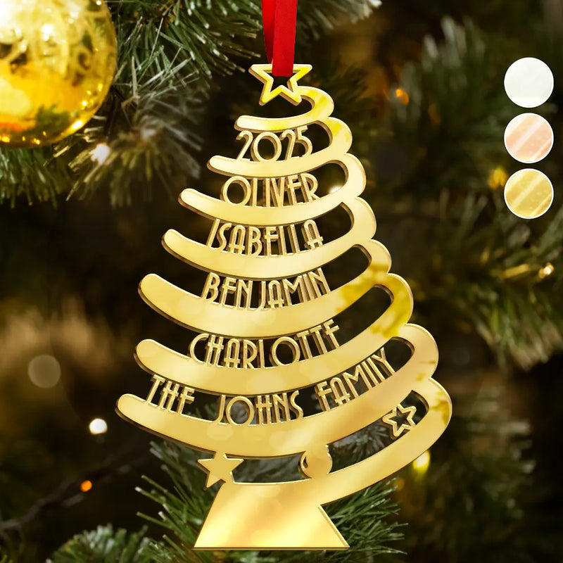 Family,Happy,Christmas - Christmas Family Trees - Personalized DIY Mirror Acrylic Ornament