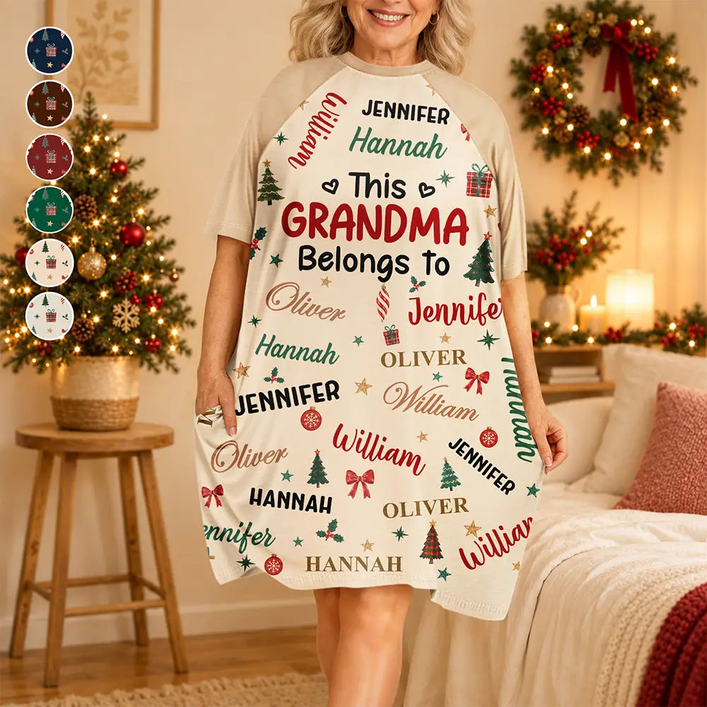 Christmas Gift For Grandma Nana - Personalized Kids Names Women's Sleep Tee