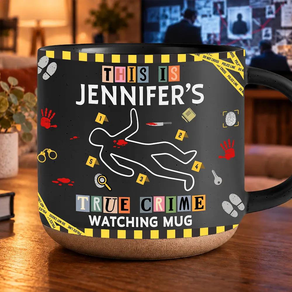 Christmas,Custom Text,Gift For Couples,Gift For Wife,Gifts For Her,Happy - Gift For True Crime Lovers - Personalized Binge Watching Pottery Mug