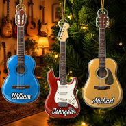 Top Market,Guitar,Christmas,Gifts For Him,Gift For Men,Music,Gift For Yourself,Icon,Happy - Guitar Type Christmas Gift For Guitarist Guitar Lovers - Personalized Custom Shaped Acrylic Ornament
