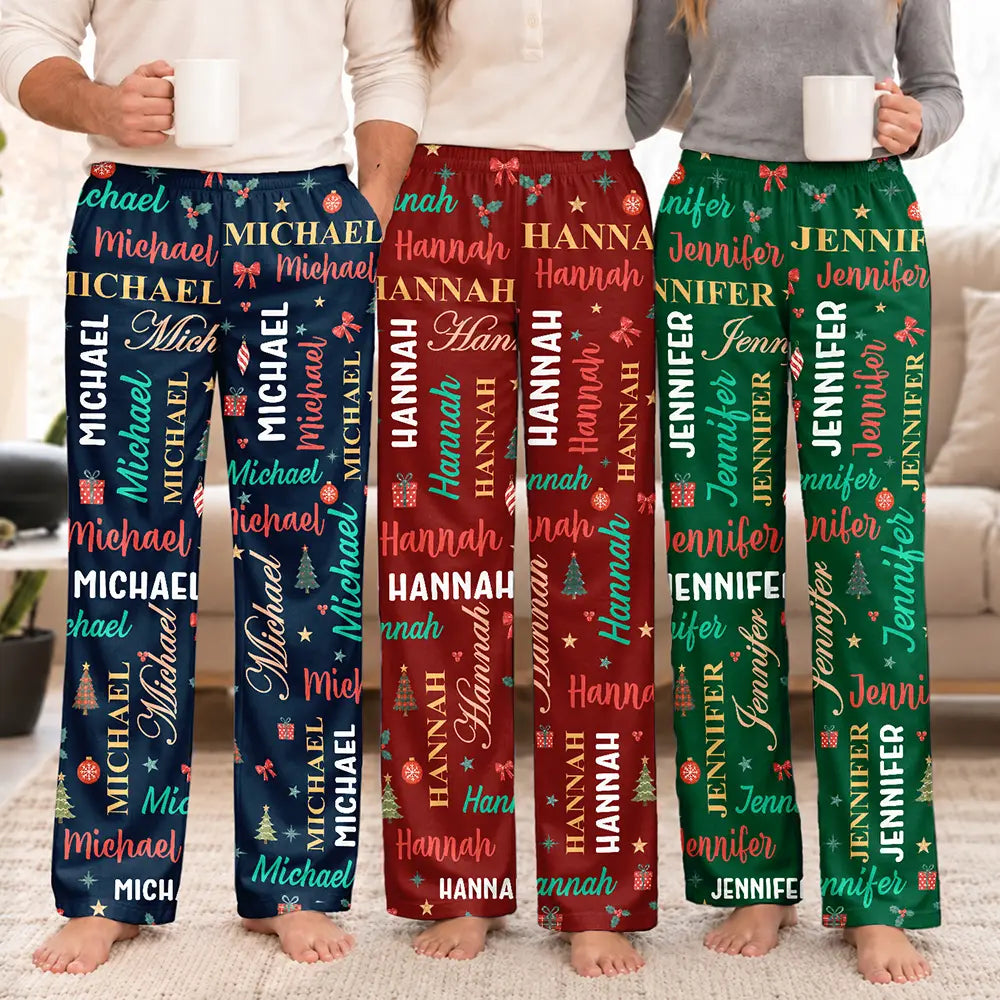 Matching Christmas Gift For Family - Personalized Member Names Holiday Pajama Pants