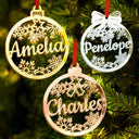 Family, Happy, Christmas, Gift For Bestie - Christmas Ornaments With Name - Personalized DIY Mirror Acrylic Ornament