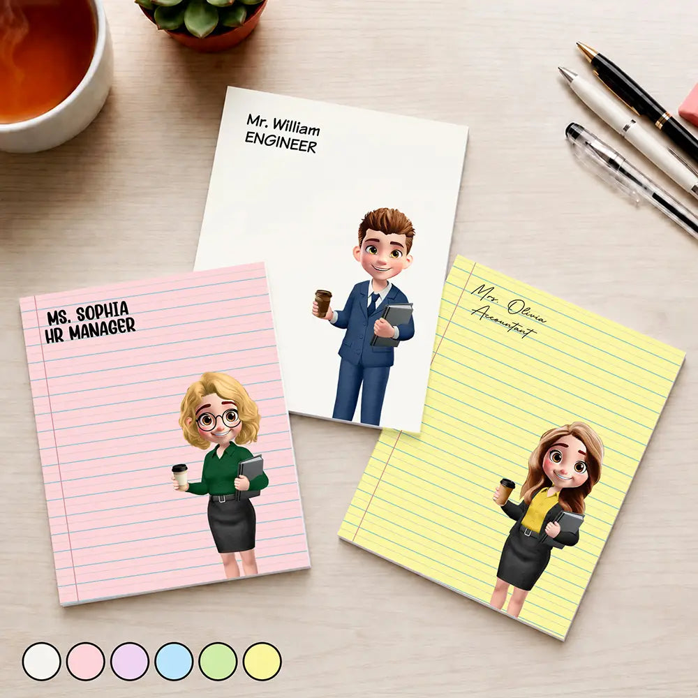 Gift For Coworker, Boss, Teacher - Personalized Custom Character With Name Notepad