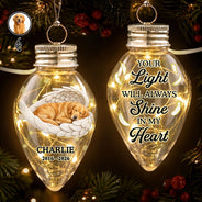Art Design,Christmas,Custom Photo,Memorial,Pet Lovers,Pet Memorial,Photo - Sleeping Pet Angle Wing,Sentimental - Memorial Gift For Pet Lovers - Personalized Custom Photo Your Light Will Always Shine In My Heart Chili Bulb LED Light