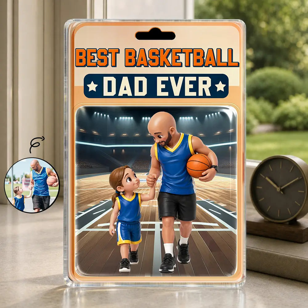 Custom Photo Toybox Figure Best Basketball Dad Ever - Personalized Custom Shaped Acrylic Plaque