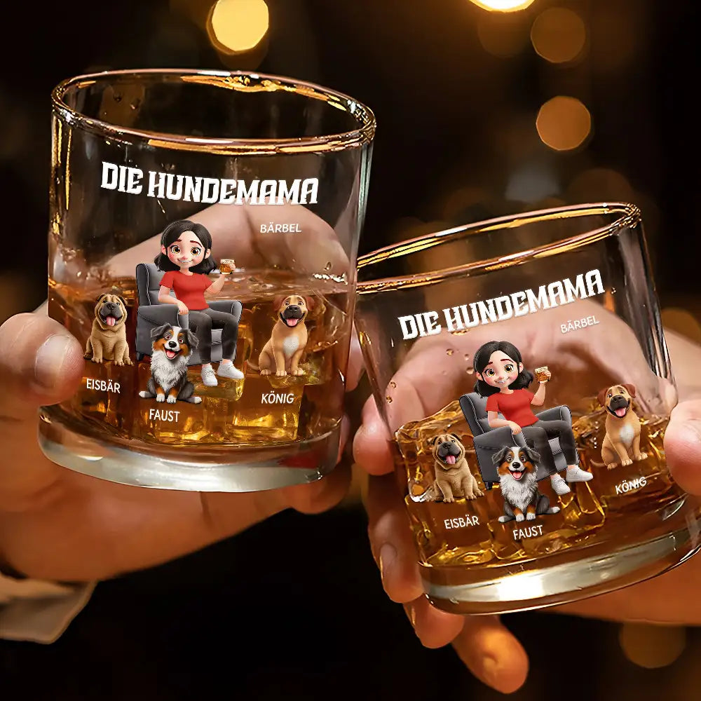 Dog Lovers,Dog Mom,Dog Dad,Happy,Non-Eng,German,Non-Eng,Vector - Der Hundepapa - Personalisiertes Whiskyglas
