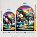 Dinosaur Big Trucks Kids - Personalized Wood Book Ends