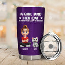 Pet Lovers,Pet Mom,Pet Dad,Cat Lovers,Cat Mom,Cat Dad,Dog Lovers,Dog Mom,Dog Dad,Gift For Women,Gift For Men,Happy,Top Market - Distressed Text Effect A Girl And Her Dogs Cat - Personalized Tumbler