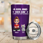 Pet Lovers,Pet Mom,Pet Dad,Cat Lovers,Cat Mom,Cat Dad,Dog Lovers,Dog Mom,Dog Dad,Gift For Women,Gift For Men,Happy,Top Market - Distressed Text Effect A Girl And Her Dogs Cat - Personalized Tumbler
