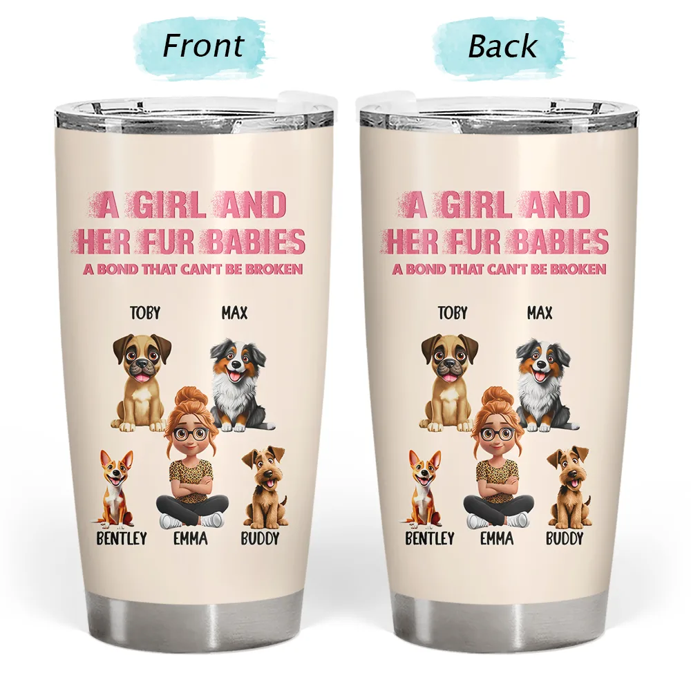 Pet Lovers,Pet Mom,Pet Dad,Cat Lovers,Cat Mom,Cat Dad,Dog Lovers,Dog Mom,Dog Dad,Gift For Women,Gift For Men,Happy,Top Market - Distressed Text Effect A Girl And Her Dogs Cat - Personalized Tumbler