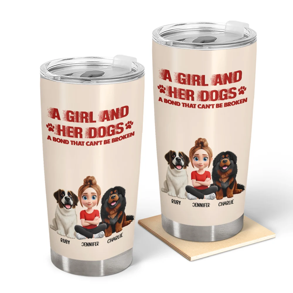 Distressed Text Effect A Girl And Her Dogs Cat - Personalized Tumbler