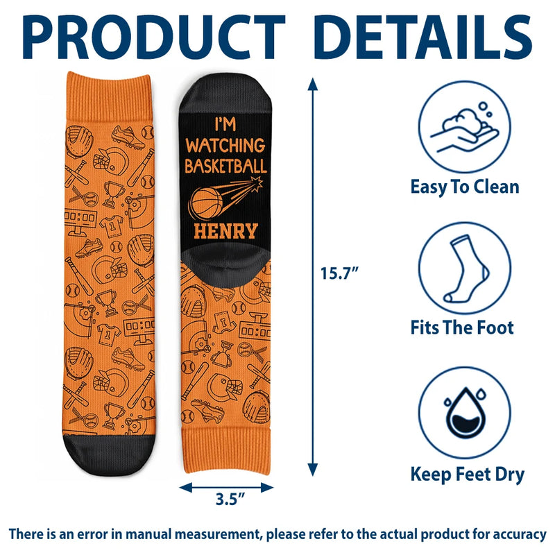 Football (Soccer), Gift For Yourself, Confident, Icon - Do Not Disturb I'm Watching Soccer Baseball Football Hockey - Personalized Crew Socks