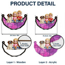 Dog Lovers, Dog Dad, Happy - Dog Lovers Sitting On The Moon - Personalized Window Hanging Suncatcher Ornament