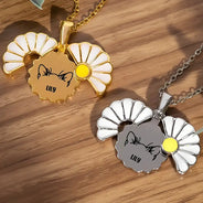 Pet Lovers,Memorial,Love - Dog Cat Ears Outline Custom Name - Personalized Engraved Hidden Message Necklace