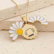 Pet Lovers,Memorial,Love - Dog Cat Ears Outline Custom Name - Personalized Engraved Hidden Message Necklace