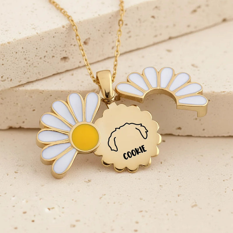 Pet Lovers,Memorial,Love - Dog Cat Ears Outline Custom Name - Personalized Engraved Hidden Message Necklace