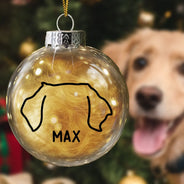 Dog Lovers,Cat Lovers,Christmas,Love - Dog Cat Ears Outline Custom Name - Personalized Fillable Clear Ball Ornament