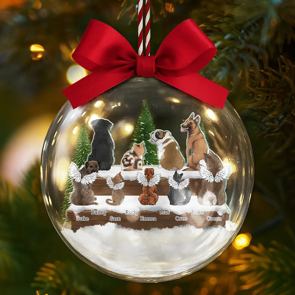 Christmas, Pet Lovers, Cat Lovers, Dog Lovers, Memorial - Dog Cat Lovers Always In My Heart - Personalized 3D Acrylic Ball Ornament